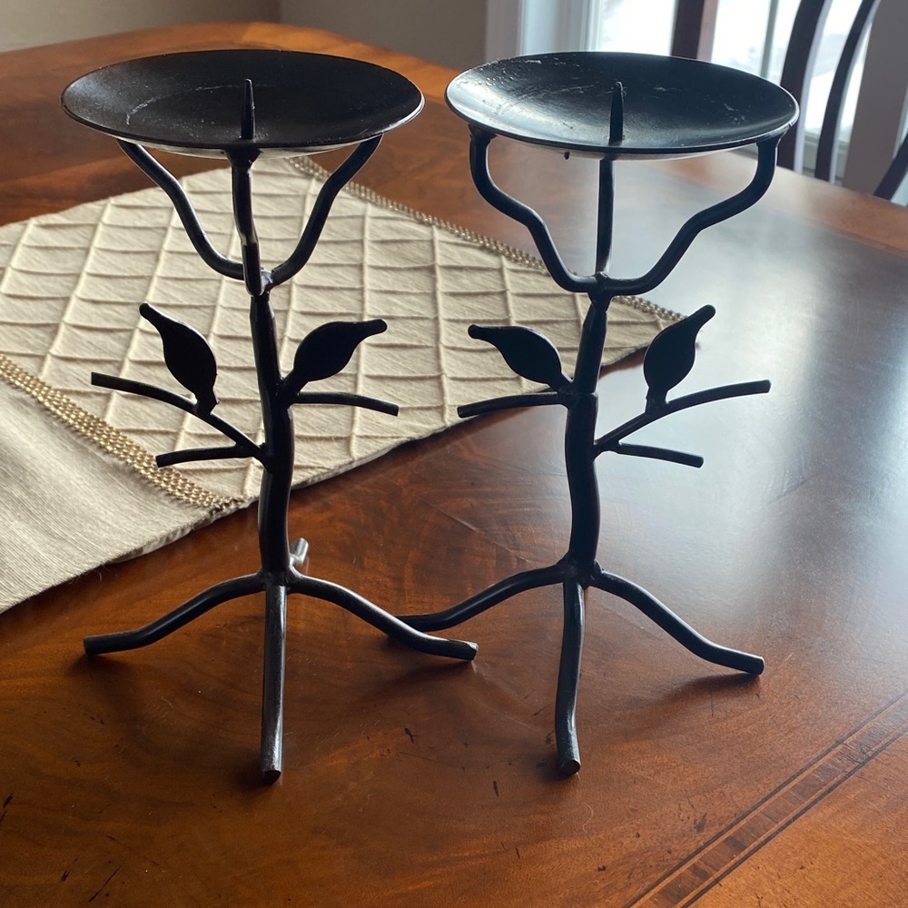 Bronze/Brown Metal Candle Holders